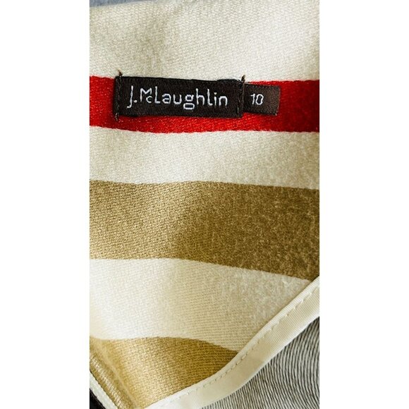 J. McLaughlin Stripe Dress Jewel Neck Color Block Stripe SZ 10 Fall Tones - Picture 11 of 14